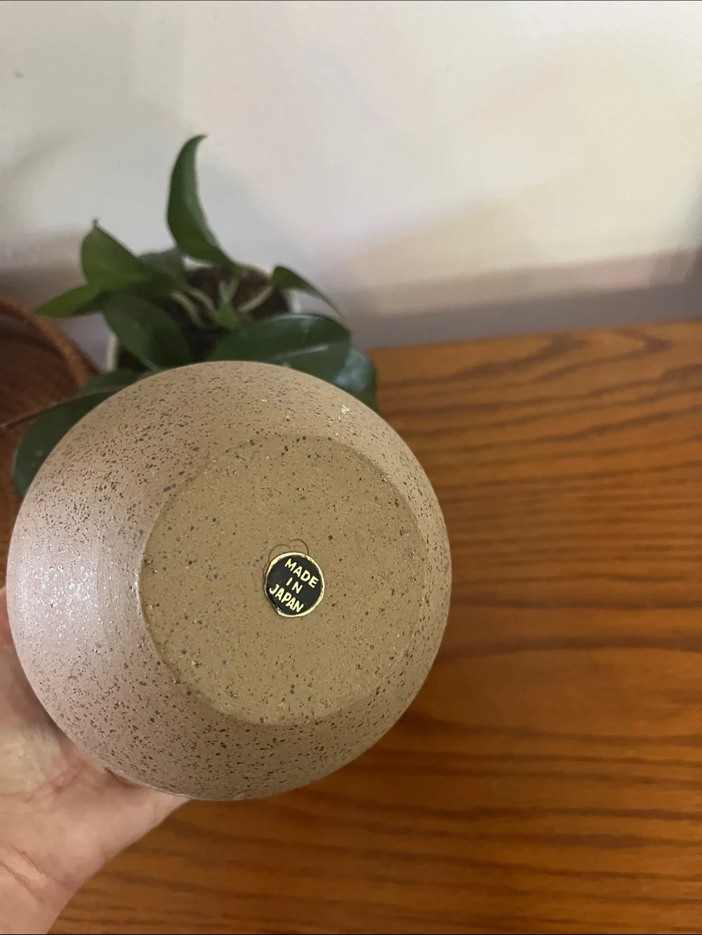 Mid century pottery Vase in Brown with Cream & Black Banding